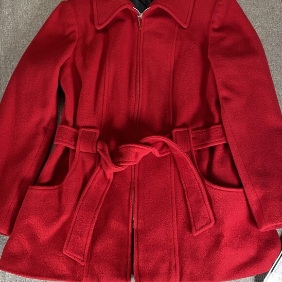 Mario De Pinto Wool Blend Coat Full Zip Women's Medium Red NWT USA - Picture 10 of 15